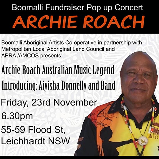 Archie Roach Pop Up Concert at Boomalli